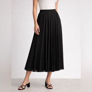 The Row Pleated Midi Skirt Black Structured Waist Back Zip Long Midi Size 14